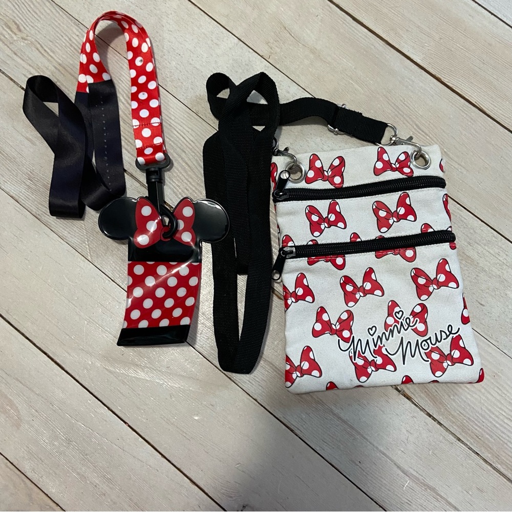Mini Mouse/purse lanyard set/red white black